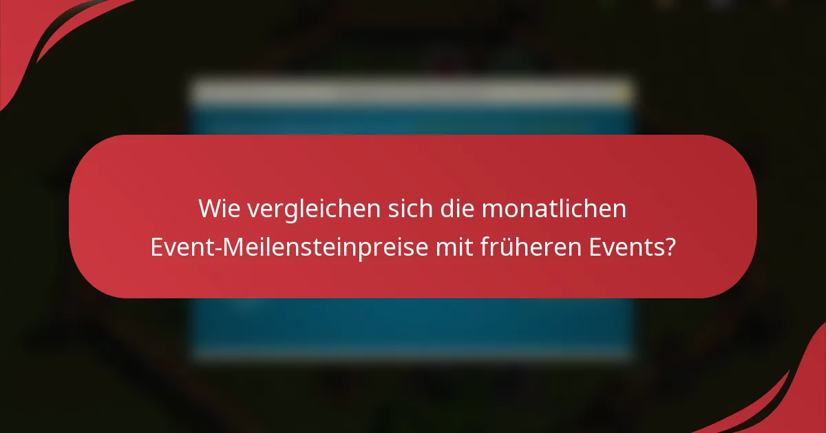 Wie vergleichen sich die monatlichen Event-Meilensteinpreise mit früheren Events?