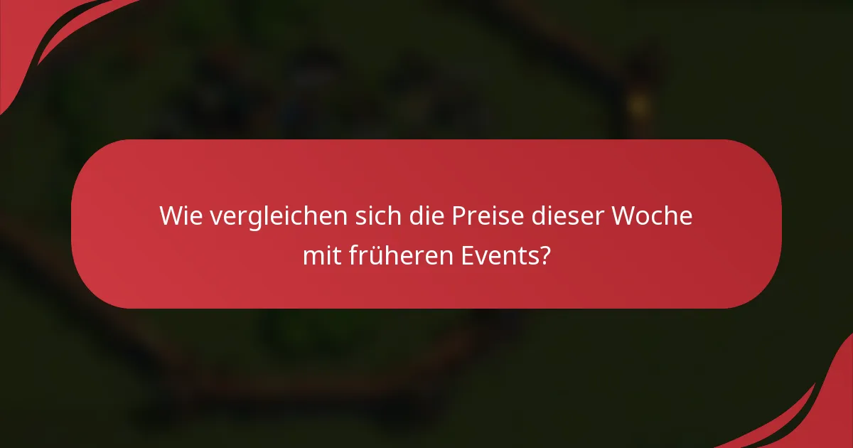 Wie vergleichen sich die Preise dieser Woche mit früheren Events?